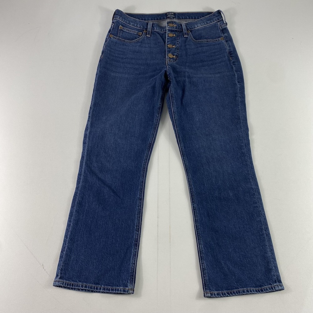 J Crew Jeans Womens‎ 27 Blue Mid-Rise Flare Crop Button Fly Stretch Denim Casual